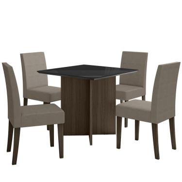 Imagem de Kit Mesa de Jantar Helo Com Vidro 90x90 com 4 Cadeiras Josi