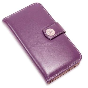 Imagem de Capa carteira couro strass roxo para samsung a7 2018 a750 - CELLWAY