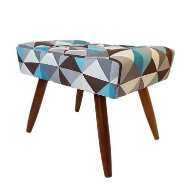 Imagem de Puff Decorativo Banqueta Retangular Pés de Madeira Palito Estampado - 