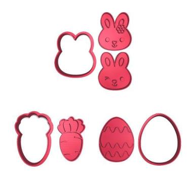 Imagem de Kit 4 Cortadores Páscoa Menino Menina Cenoura Ovo - DOCE IMPRESSO, 6cm