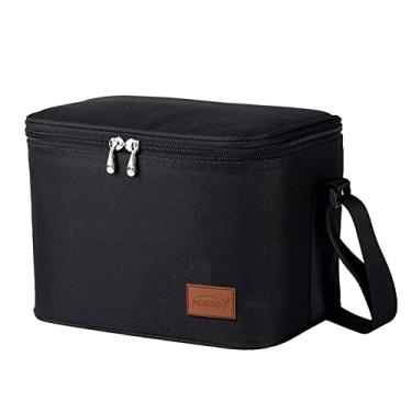 Imagem de Bolsa térmica para lancheira Aosbos Cooler reutilizável bolsa sacola masculina 7,5L, A Black, Medium, 1