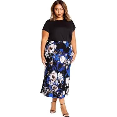 Imagem de CITY CHIC Saia feminina plus size Envious PRT, Azul Illus, 52