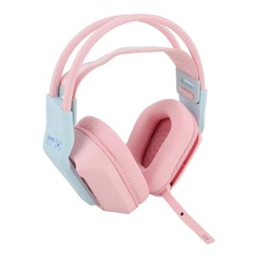 Imagem de Fone de Ouvido para Jogos Com Fio, Fones de Ouvido para Jogos Com Cancelamento de Ruído Com Microfone, Almofadas de Espuma de Memória, Fones de Ouvido para Computador (Róseo)