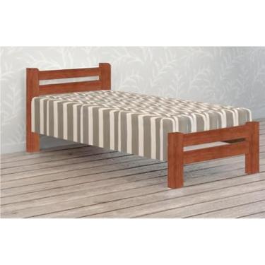 Imagem de Cama de Solteiro Itália de Madeira Maciça Angelim Pedra/Tauari - Cor Imbuia