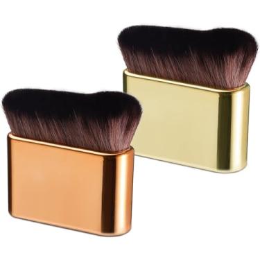 Imagem de Pincel de maquiagem autobronzeador para base de rosto e corpo, aplicação perfeita para perna impecável para sombra em pó blush e creme protetor solar (2 peças)