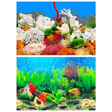Imagem de Lainrrew Fundo de aquário, 30,5 x 53,3 cm fundo de aquário dupla face decorações de aquário pôster papel de parede adesivos de papel de parede fundo de terrário (tipo 2)