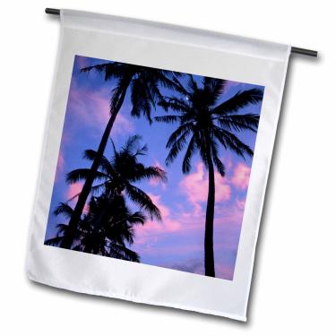 Imagem de 3dRose fl_83401_1 Pôr do sol com palmeiras de coqueiro-Na01 Dpb0058-Douglas Peebles Bandeira de jardim, 30 x 45 cm
