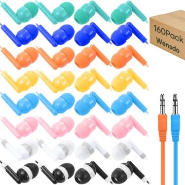 Imagem de Fones de ouvido infantis a granel, pacote com 160 para sala de aula, biblioteca escolar, fones de ouvido multicoloridos para estudantes, para computador, Chromebook, laptop, PC (HY01, 160 mistos)