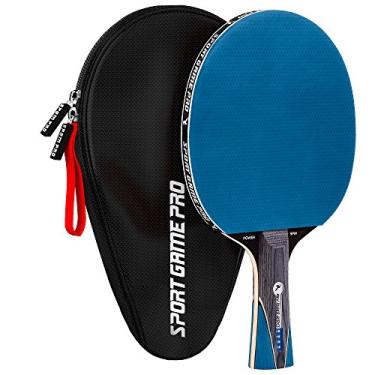 Imagem de Ping Pong Paddle com Killer Spin + Capa grátis – Raquete de tênis de mesa profissional para jogadores iniciantes e avançados – Melhore suas habilidades de Ping Pong com conjunto de remo JT Ping Pong (azul)