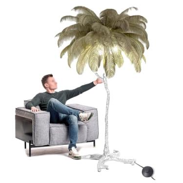 Imagem de Luminária de chão, lâmpadas de piso de penas, lâmpadas de chão modernas de resina, lâmpadas de LED 3 tons, lâmpada de pé regulável, interruptor de pé, lâmpada de leitura para quarto - presente