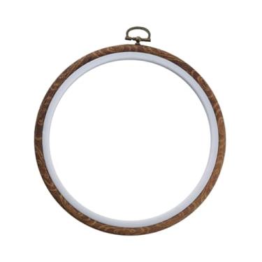 Imagem de Vaveren Moldura de bastidor de bordado Anel de ponto cruz Bordado Quilting Imitação de madeira Moldura de bastidor de bordado Círculo Moldura de bastidor de