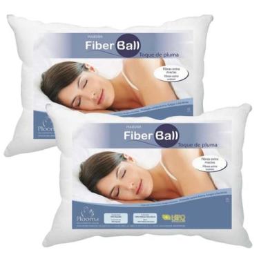 Imagem de Kit 02 Travesseiro Plooma Toque Pluma 100% Algodão Fiber Bal