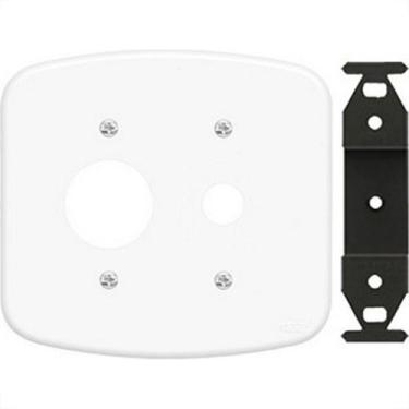 Imagem de Placa Conjunto Fame Blanc 4X4 F-58 - 1 Tomada + 1 Furo - 979 - Kit C/1