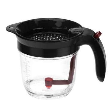 Imagem de QWORK Separador de gordura de plástico para cozinha de 4 xícaras/1000 ml com liberação inferior - Copo medidor de separador de óleo de sopa para cozinhar
