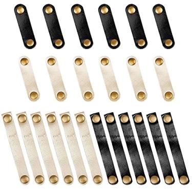 Imagem de Viaky 24 Peças de Abraçadeiras de Couro Reutilizáveis, Organizador de Cabos Ajustável, Enrolador de Fone de Ouvido Portátil, Clipes de Fio Usb, Gerenciamento - 2 Tamanhos, Preto e Dourado