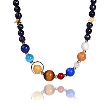 Imagem de Bracelete eMeition Miniverso, Pulseira Miniverse Sistema Solar Masculina Feminina Pedra Natural Planetas Galáxia The Oight Planets Guardian Star Saturn Meninas Pulseiras Feitas à Mão