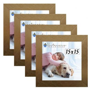 Imagem de Kit 4 Porta Retrado Molduras 15x15 Dourado - Santamaria Molduras