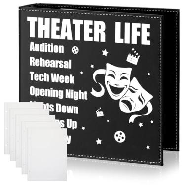 Imagem de MotiMind Fichário Theatre Life Playbill Show Bill Binder com 40 protetores de folhas, 3 anéis, suporte para programas de teatro, couro PU, presentes para escritores, diretores, atores, amantes de