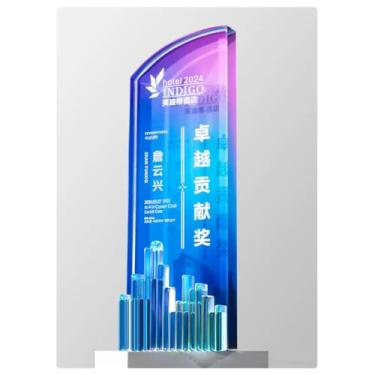 Imagem de Troféu de cristal personalizado - Prêmio exclusivo para campeões de competição, reuniões de fim de ano e reconhecimento excepcional de funcionários - Apex of The Era of Greatness (3, 23 x 7,5 cm)