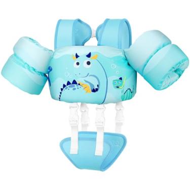 Imagem de Vvinca Colete de natação infantil para crianças de 5,9 a 13,6 kg, meninos, meninas, jaqueta boia de piscina com alça ajustável na virilha nas mangas no ombro para bebês de 1 2 a 3 anos aprendem a