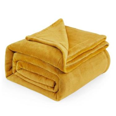 Imagem de Cobertor Bedsure Fleece Queen - Amarelo Dourado - 230x230cm
