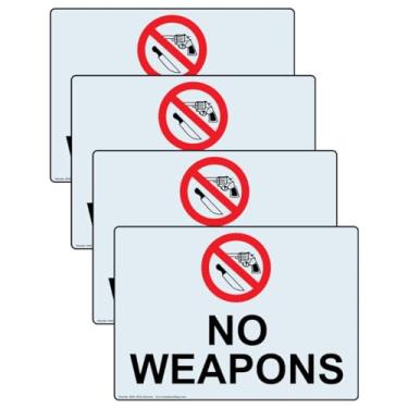 Imagem de ComplianceSigns. Com No Weapons Window Cling Label Decalque, 12,7 x 9 cm. Pacote com 4 Vinil Transparente com Adesivo Frontal para Álcool/Drogas/Armas