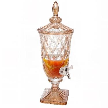 Imagem de 123 Útil, Jarra Suqueira de Vidro 2 Litros Ambar 44cm Torneira Tampa Dispenser Diamante Cristal Diamond