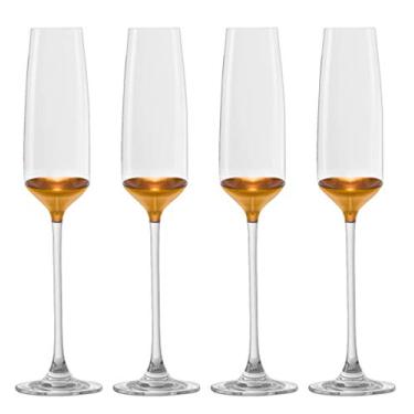 Imagem de Barski - Vidro feito à mão - Taça de champanhe - Decorada e mergulhada em ouro 20 K na parte inferior - Caixa de presente - Feita na Europa - Conjunto de 4