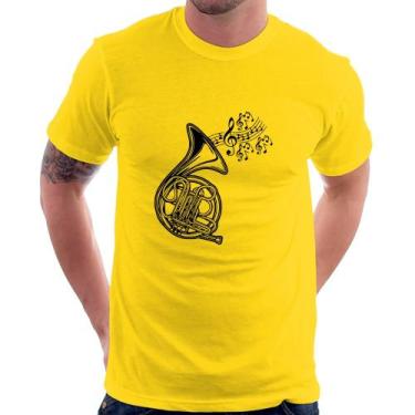 Imagem de Camiseta Trompa Notas Musicais - Foca na Moda, Amarelo, P