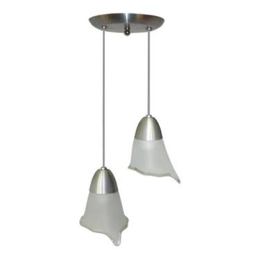 Imagem de Luminária Pendente Duplo Com 02 Vidros Flor Tulipa 02 Juntos na mesma 