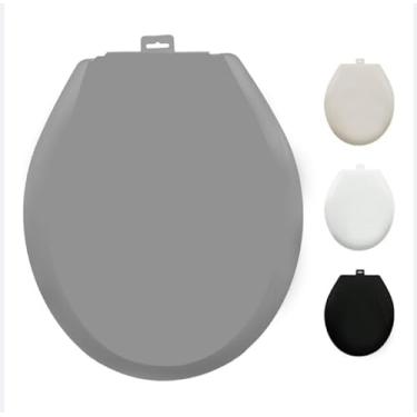 Imagem de Assento Tampa Vaso Sanitário Almofadado Redondo Oval Cor Branco(Cinza)