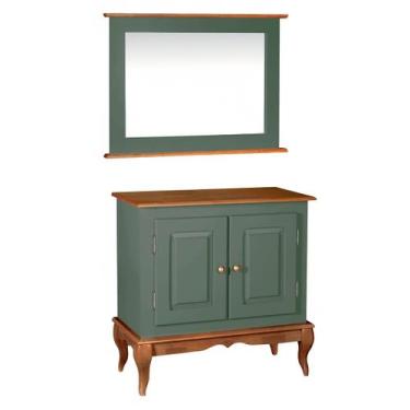 Imagem de Gabinete para Banheiro com Espelheira Dália 3050 Linz Móveis, Verde Mu