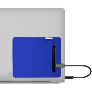 Imagem de RIVEENY Capa de disco rígido portátil para laptop, bolsa adesiva para laptop, compatível com SSD portátil externo, pacote de bateria com cabo USB, mouse sem fio, cabos, fones de ouvido (azul)