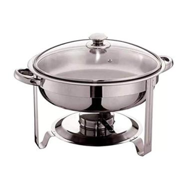Imagem de Rechaud Inox redondo 5 litros banho-maria tampa de vidro Richoa