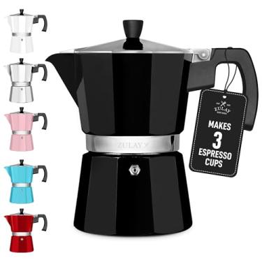 Imagem de Cafeteira Zulay Moka Pot - à prova de vazamento, aço inoxidável, fácil de limpar, alça e botão resistentes ao calor - para café expresso autêntico estilo cubano e italiano - Faz 3 xícaras de café