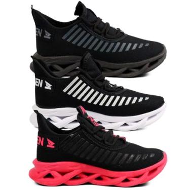 Imagem de Kit 3 Tênis Feminino Infantil Jaguar Esporte Leve Casual Confortável Moderno