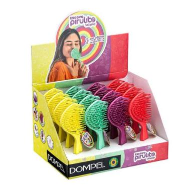 Imagem de Escova Cabelo Pirulito Com Cheirinho Flexível Dompel - Caixa Com 16un