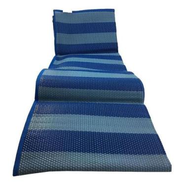 Imagem de Esteira Tapete de Praia Dobrável 180x90cm Vira Bolsa Areia Azul - MOR