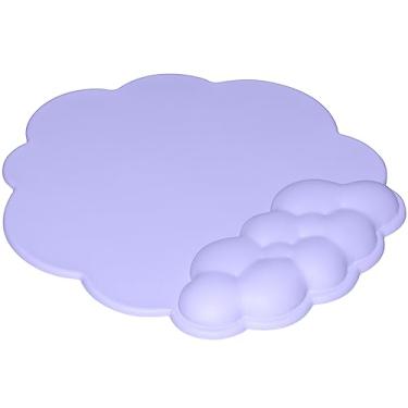Imagem de JIKIOU Mouse pad suporte de pulso com superfície de couro, mouse pad de descanso de pulso em nuvem com espuma de memória, base de poliuretano antiderrapante para casa, escritório, laptop, Mac, fácil