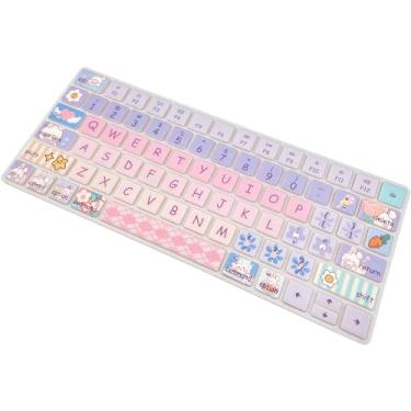 Imagem de Capa de teclado fofa para Apple iMac Magic Keyboard 2ª geração (modelo: A1644) sem teclado numérico, película protetora de silicone, coelhinho fofo