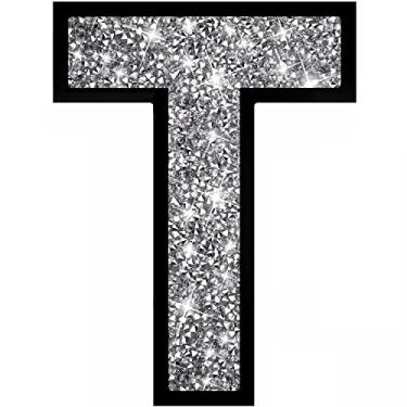 Imagem de XIHACTY Letras para decoração de casa, placa de acento de diamante esmagado de cristal para decoração de parede, letras maiúsculas personalizadas DIY pretas para decoração em bar, mesa, cômoda, festa de aniversário, casamento.(T)