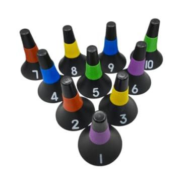 Imagem de menolana 10 peças cones de futebol bloqueios de estrada sinais versáteis marcadores de campo, marcadores de treinamento de futebol, para a pista de obstáculos