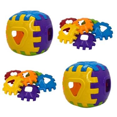 Imagem de Kit 2 Cubos Didáticos de Montar e Desmontar, 3 Peças de Encaixar educativos bebê 1 ano Cubo sensorial de atividades didático formas geométricas para bebes, presente menino menina criança brinquedo