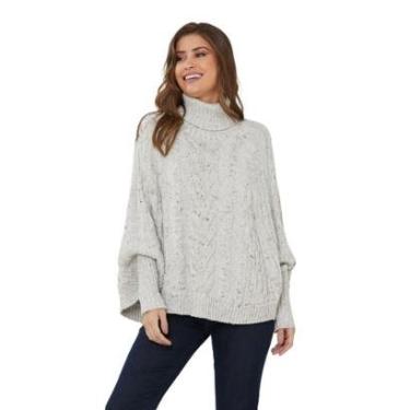 Imagem de Poncho Capa Pelerine Xale Feminino de Tricot Grosso Elegante Inverno TR8640 Cor:;Tamanho:M-Feminino