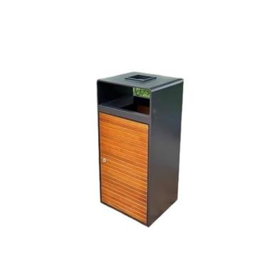 Imagem de Lixeira Lixeiras externas grandes de aço inoxidável para frutas, ruas comunitárias ao ar livre, lixeiras públicas multicategorias Lixeira(Light brown)