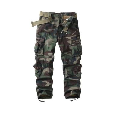 Imagem de Calça Camuflada Militar Masculina Para Caminhada, 8 Bolsos, Escalada, 