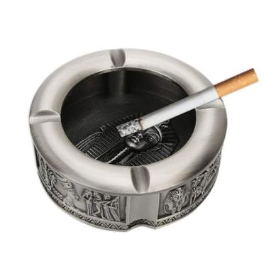 Imagem de Cinzeiro para homens mulheres fumar cinzeiros de mesa retro redondos clássico vintage de criatividade metal para escritório em casa ornamentos