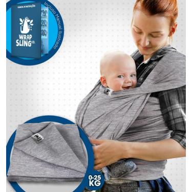 Imagem de Wrap Sling Bebê Carregador Carrier Enxoval Passeio Cinza Mescla - WRAP