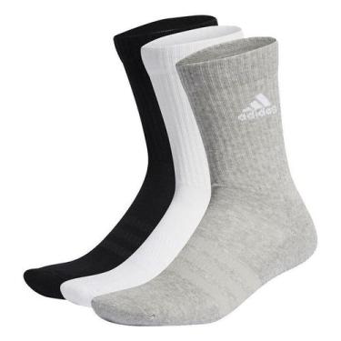 Imagem de Kit Meia Adidas Cano Alto Acolchoadas IC1311 Cinza/Preto, M, Cinza, Pr