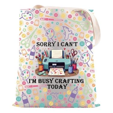 Imagem de JNIAP Crafting Lover Gift Sorry I Can't I'm Busy Crafting Today Tote Bag Crafter Gi-ft Craft Supply Bag Gift for Her, Artesanato hoje